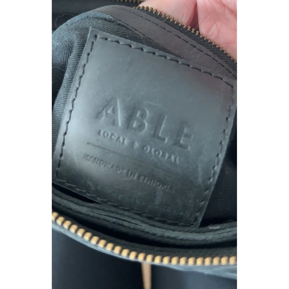 ABLE black leather‎ crossbody bag detachable adjustable strap